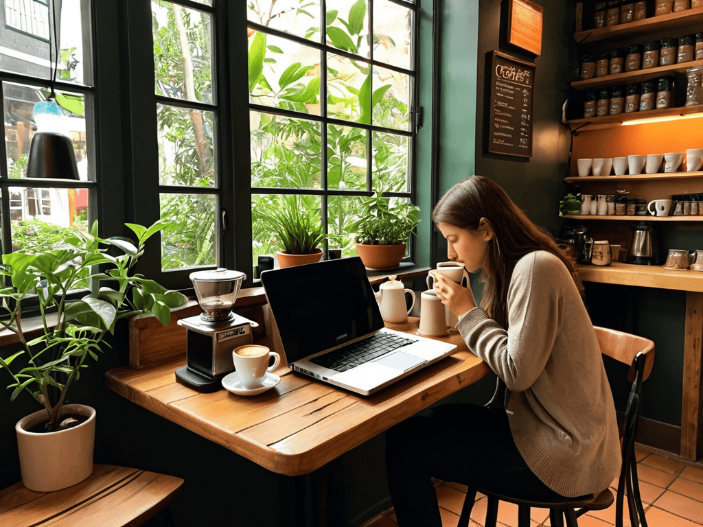 A Coffee Shop Crawl scene