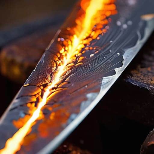The Visual Rhythm of Hammering Steel Layers and Acid Etching