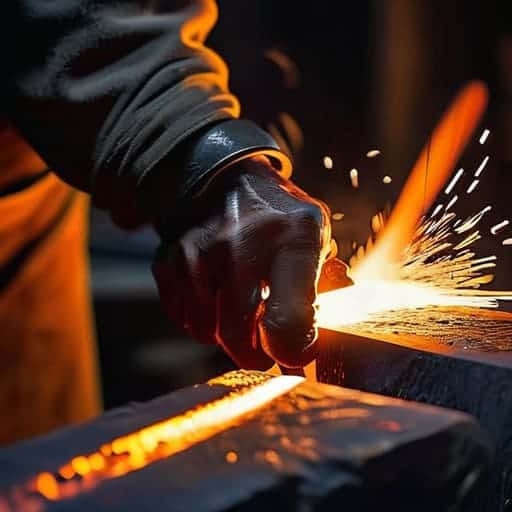 Art of forging a Damascus steel knife.